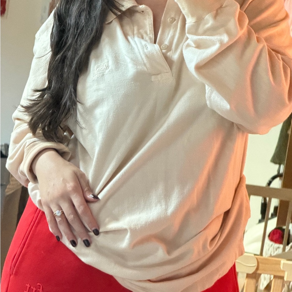 Burberry Cream Long Sleeve Casual Shirt